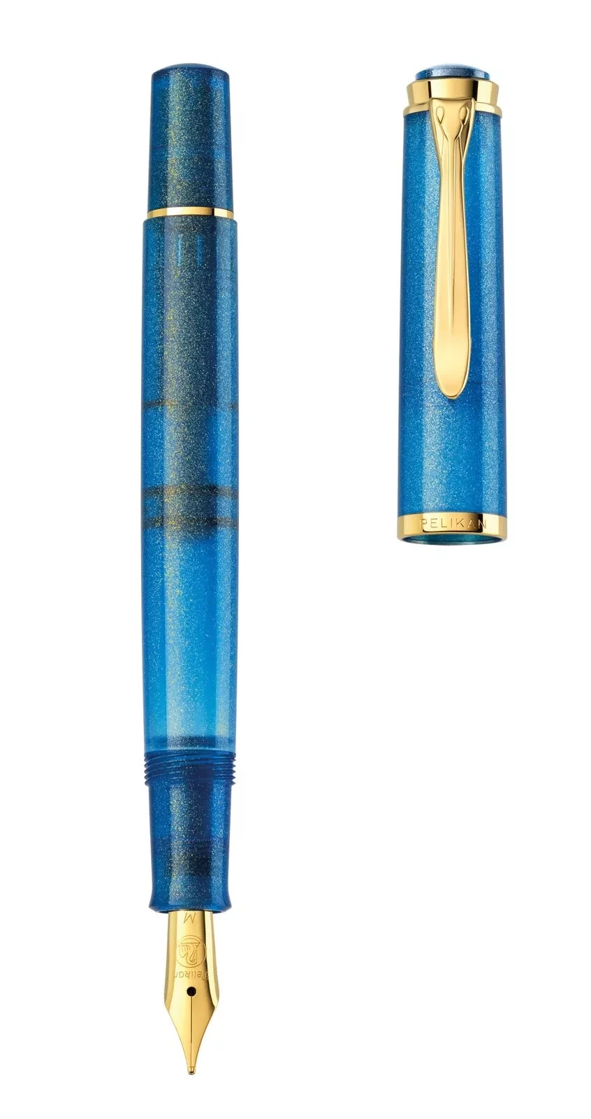 Pelikan Classic M200 Fountain Pen in Golden Lapis – Medium – M Nib new model