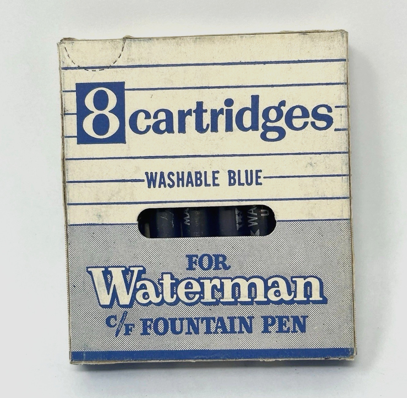 1 Sealed ~1960~ Waterman-Bic C/F Fountain Pen (8)Cartridges Washable Blue Refill