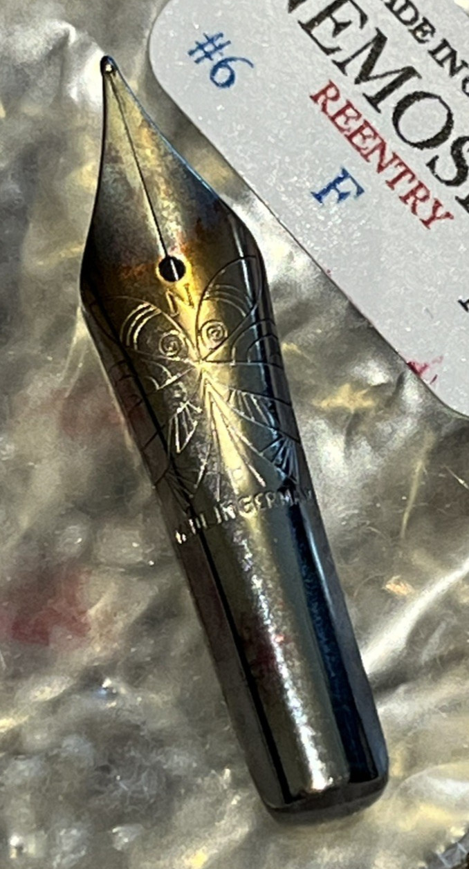RARE! NEMOSINE FOUNTAIN PEN NIB #6 RE-ENTRY FINE N701 FIRE BURNT FINE F RAINBOW