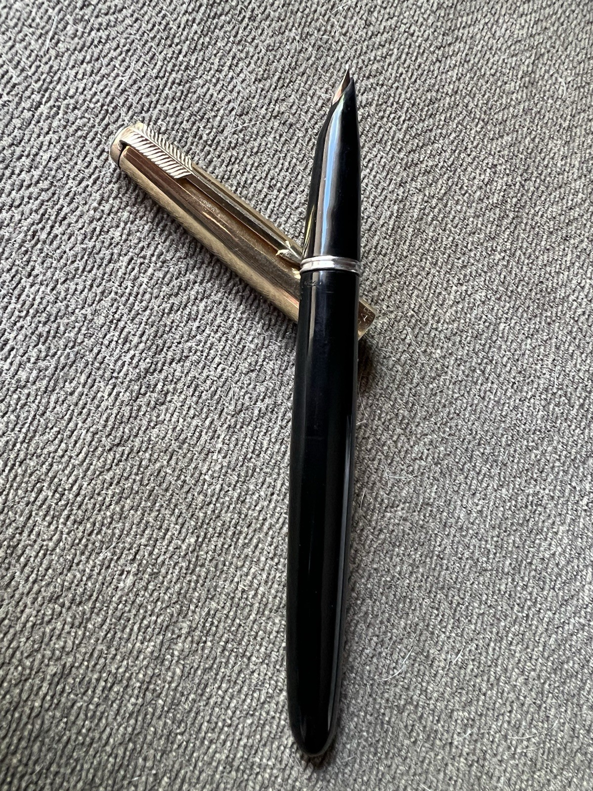 Vintage Parker 51 Aerometric Black Fountain Pen Gold Filled Cap For Restoration