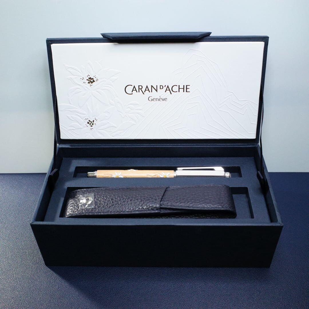 Caran d’Ache Varius Edelweiss Fountain Pen 18K Medium M Nib Limited Wood Boxed