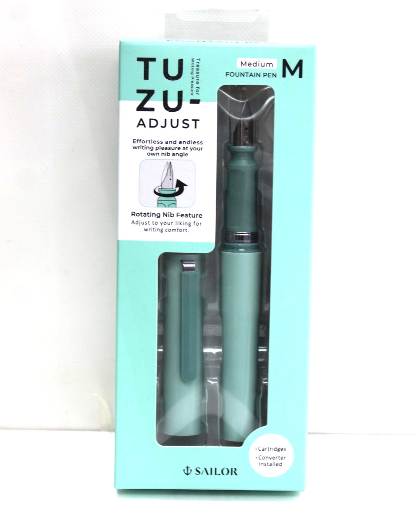 TUZU SAILOR ADJUST GREEN 12-0453-460 MEDIUM M FOUNTAIN PEN, ROTATING NIB.