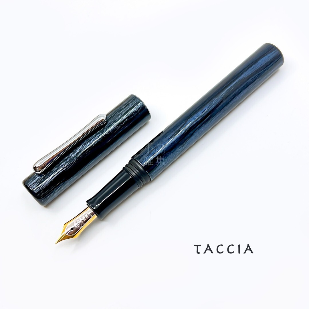 Taccia Hyakko-Hisho Ebonite Makie Blue Tears 14K Fountain Pen