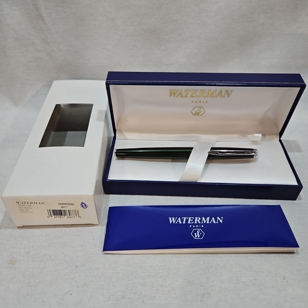 WATERMAN Hemisphere Paris Fountain Pen Metallic Green Vintage w/ Box