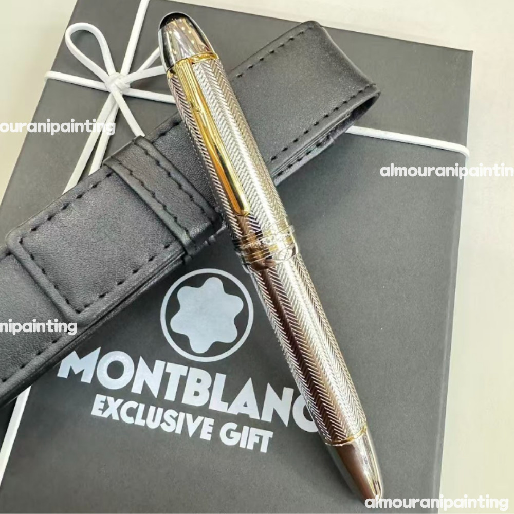 Rare Montblanc Fountain Pen Solitaire Silver Barley New Gift Set Limited Offer