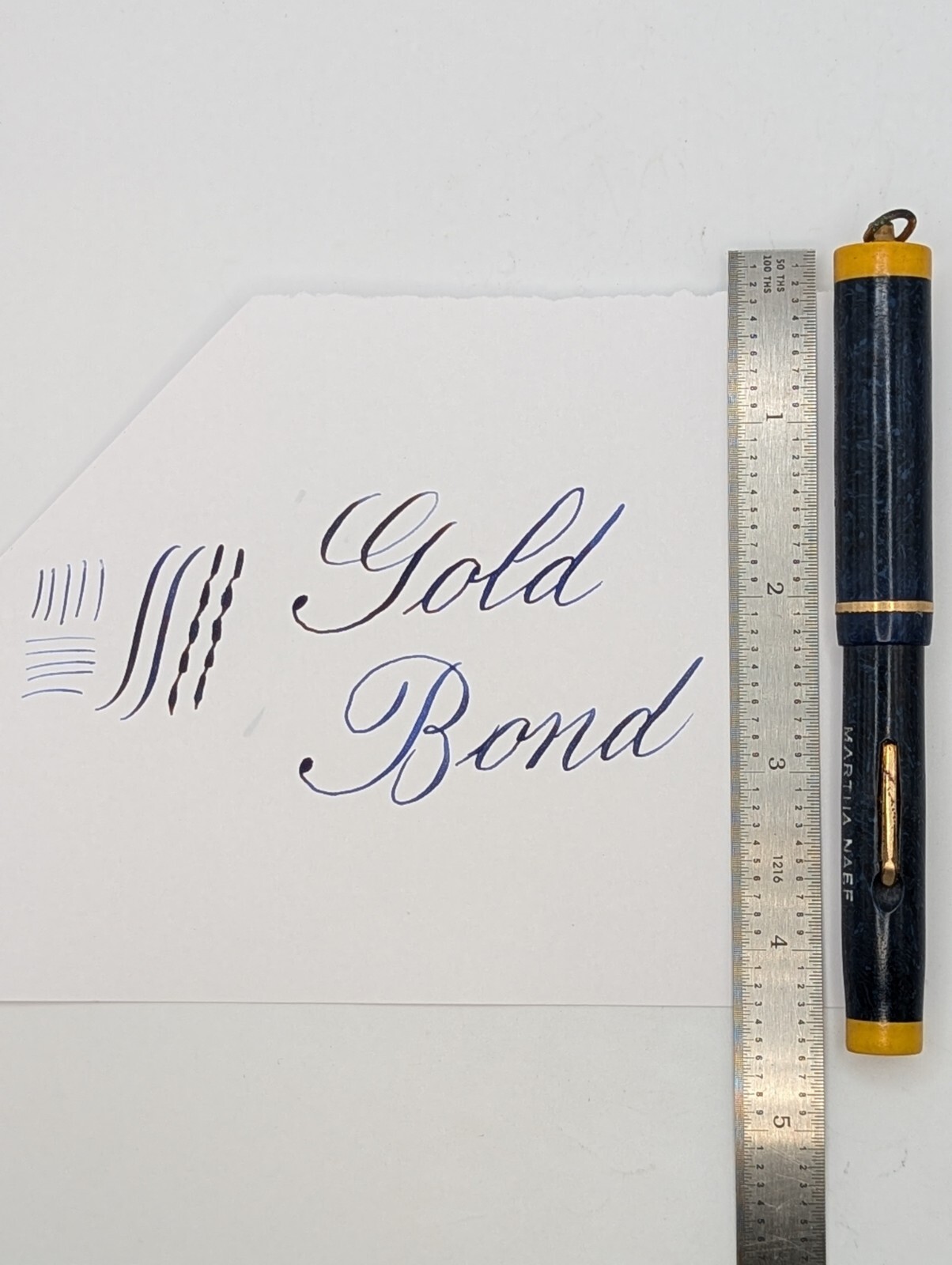 Gold Bond Blue Fountain Pen 14k Flexible Nib Restored ^
