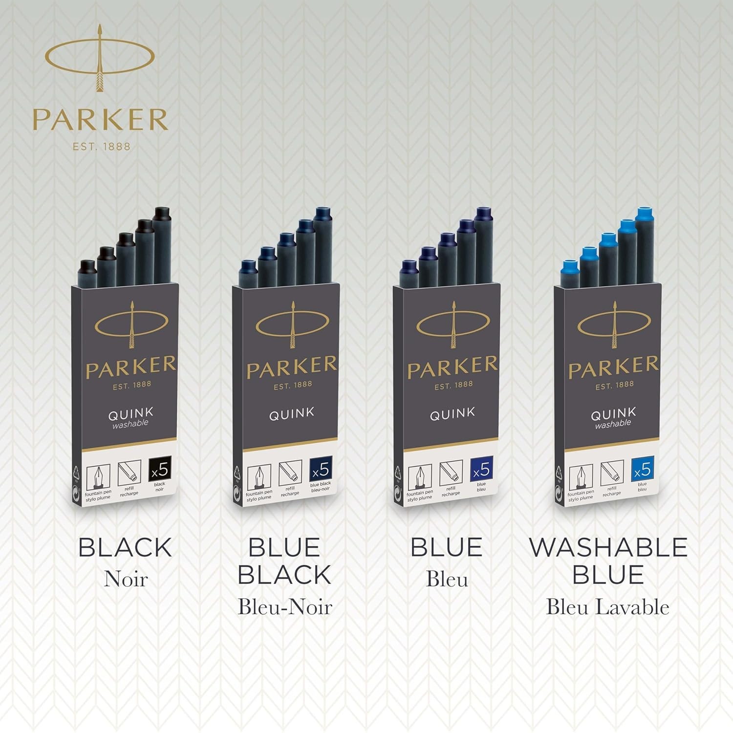 Set of 5 Parker Quink Fountain Pen Refills – Consistent Performance Guaranteed