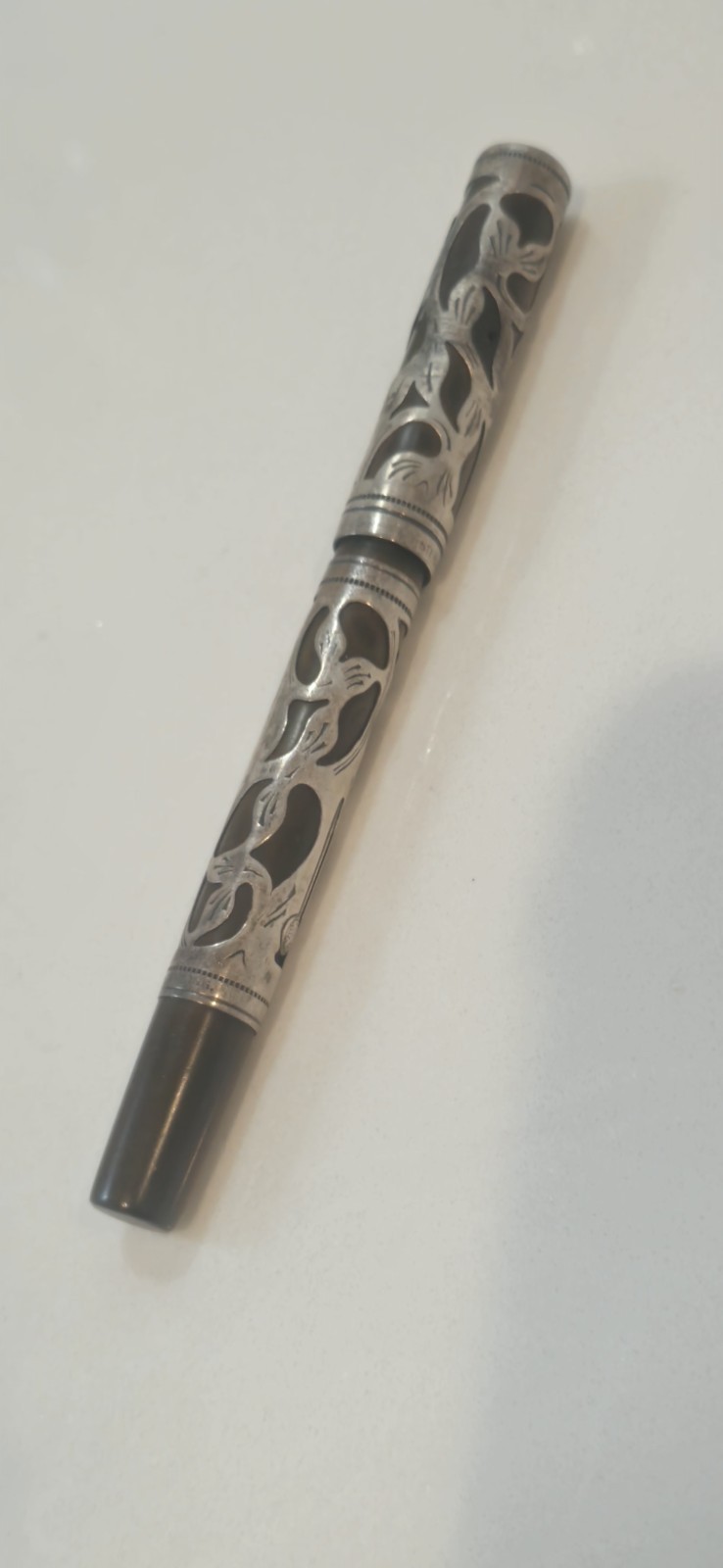 “RARE” 1907 2xHybrid Waterman Strlng412 Filagree TreFoilVine w/Schaeffer No2