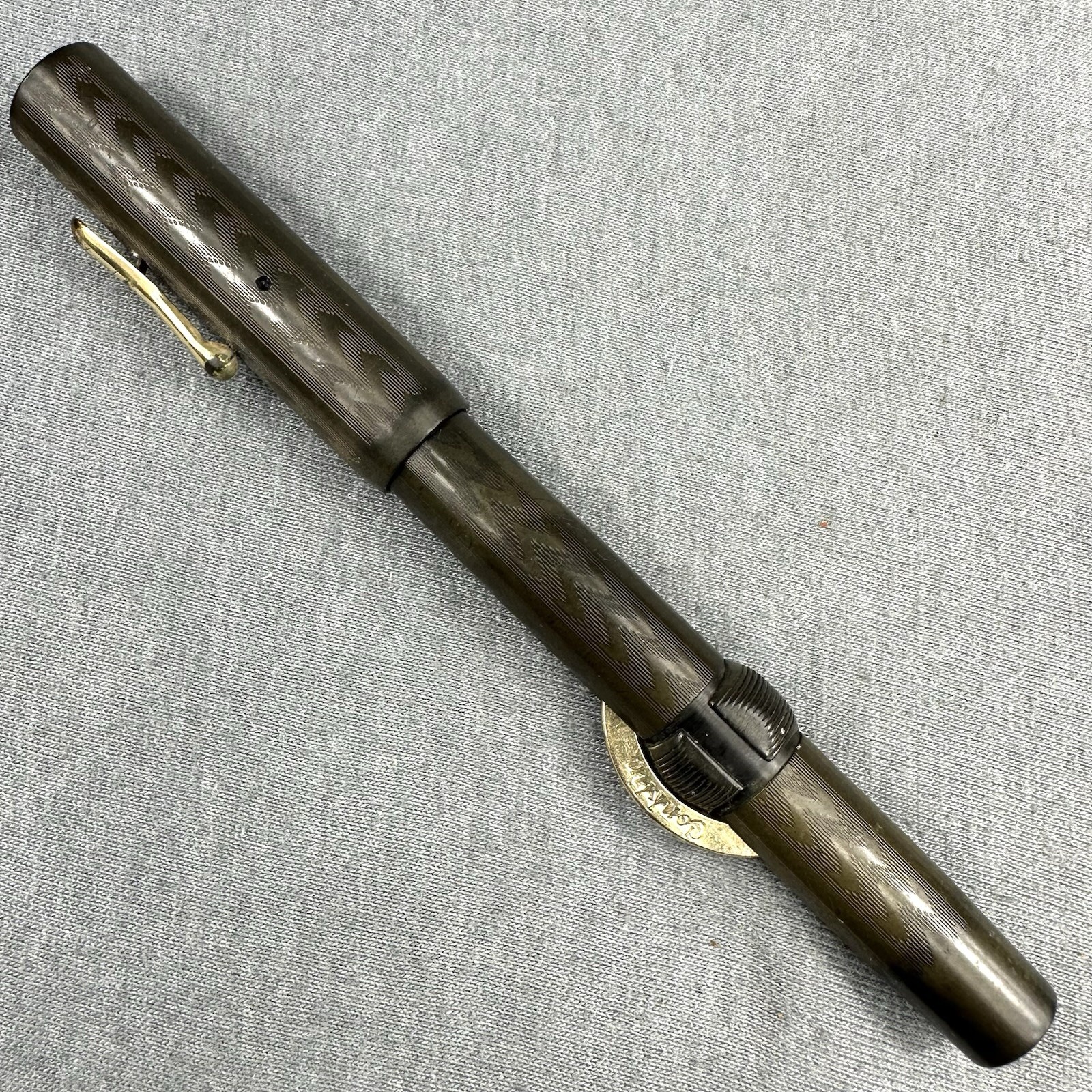 Conklin Crescent Fountain Pen Hard Rubber 14k Conklin Nib Crack In Cap New Sac