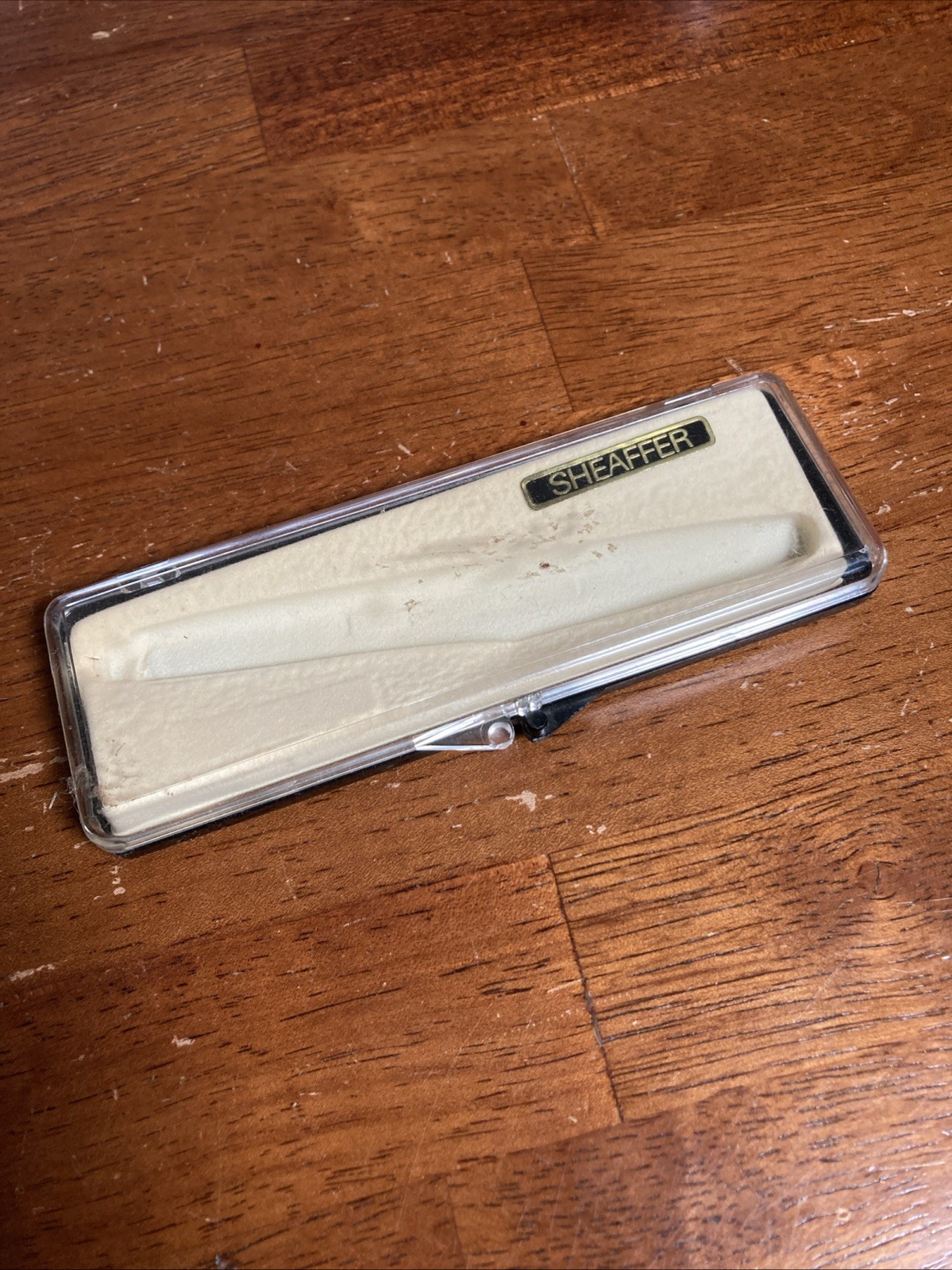 Vintage Sheaffer Fountain Pen Empty Plastic case 5.5″ x 2″ Black Clear