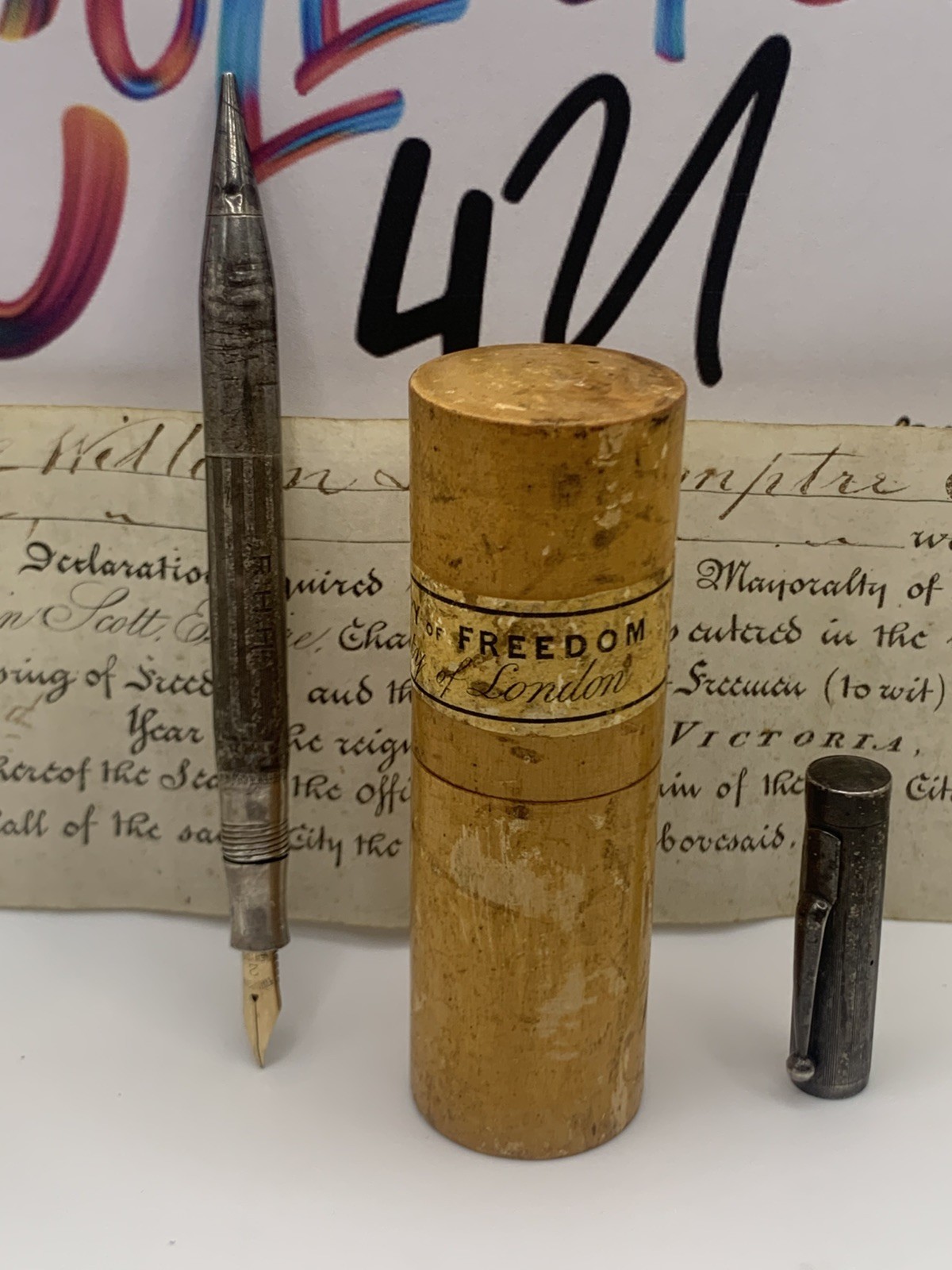 1861 CityOfLondon ORIGINAL Copy Of Freedom With 1OZ Sterling Silver Fountain Pen