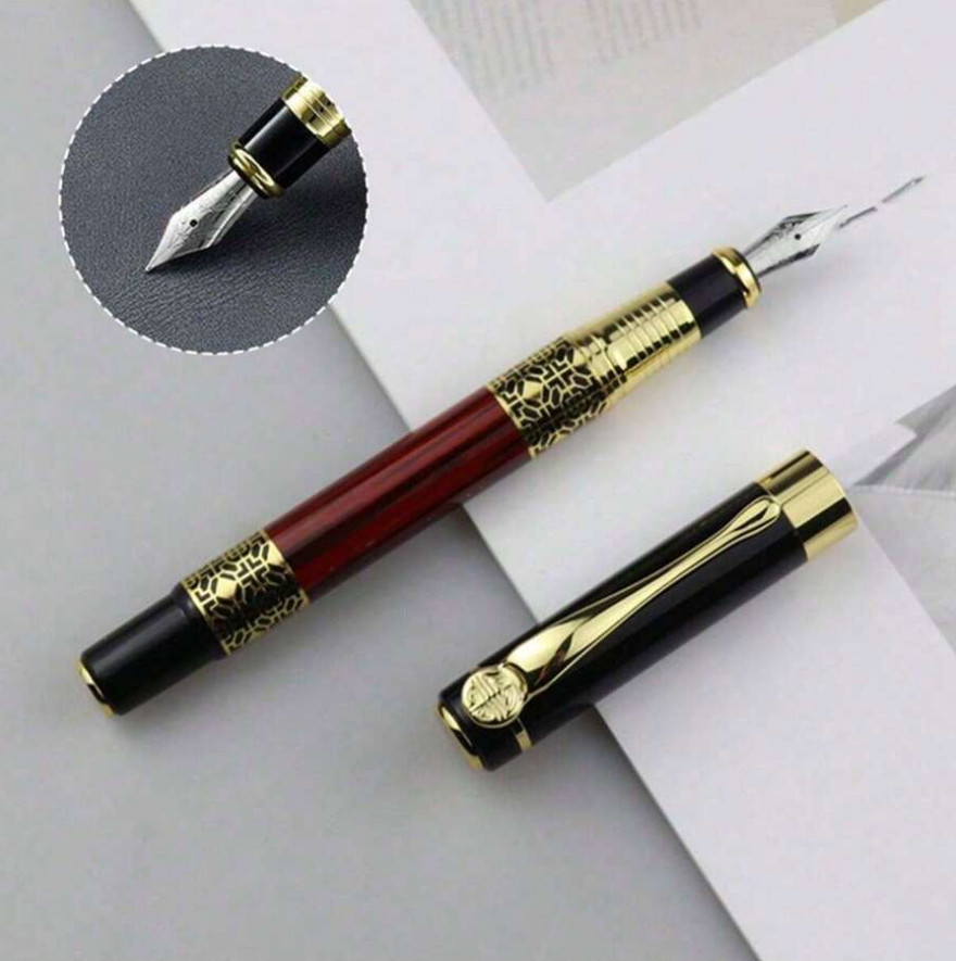 Fountain Pen Metal Fine Nib 0.5 mm Refill Converter Business 100 Blue/Black Ink