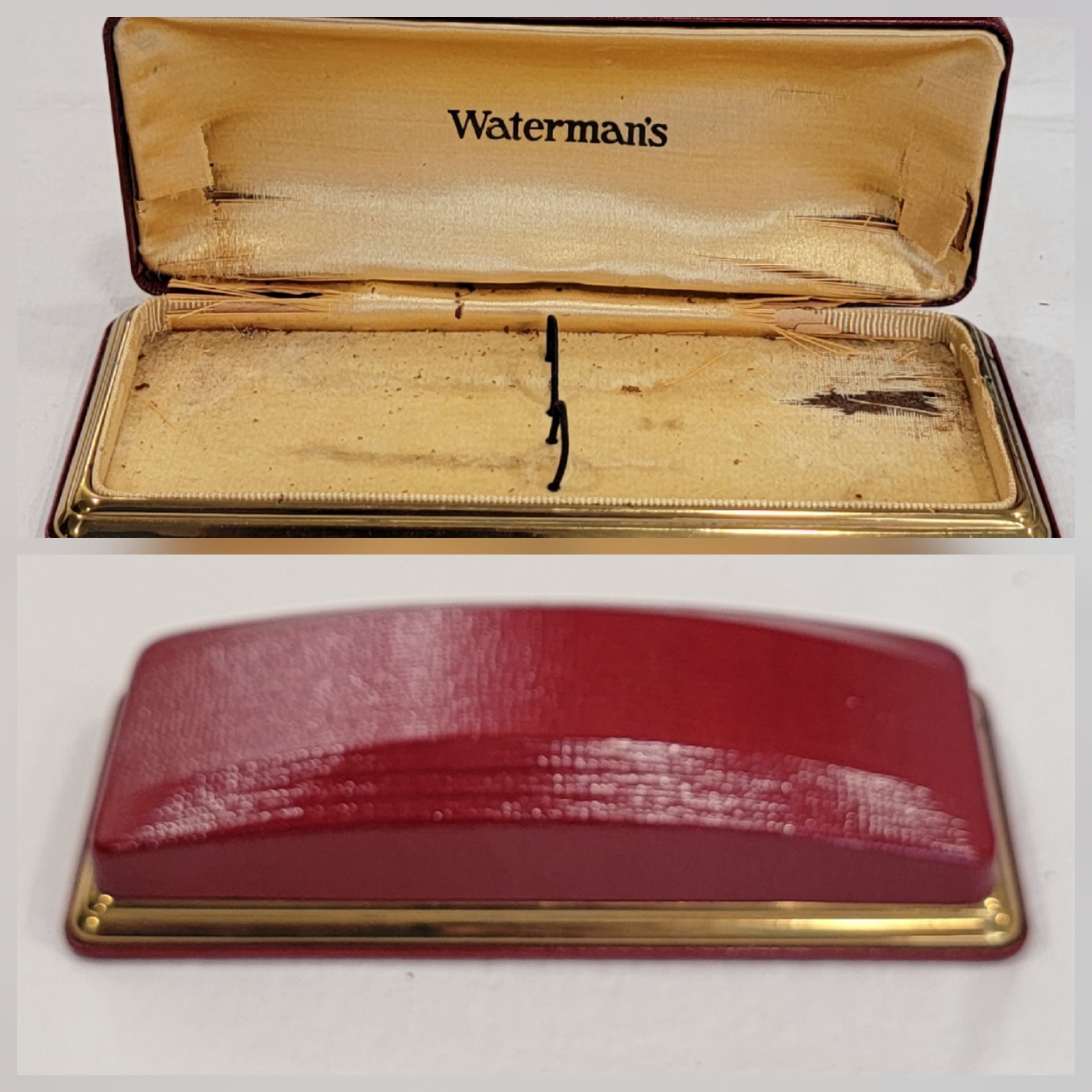 1920s RARE* WATERMAN Fountain Pen EMPTY Presentation Casket Lizzard Emb Leather