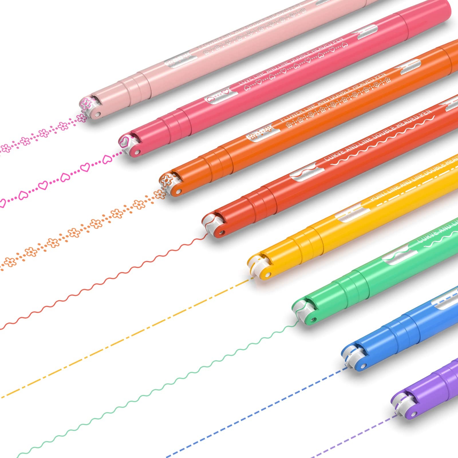Aechy Curved Pen, Water-based Pen, Highlighter Pen, Fine Nib, Floral/Heart/Dotte