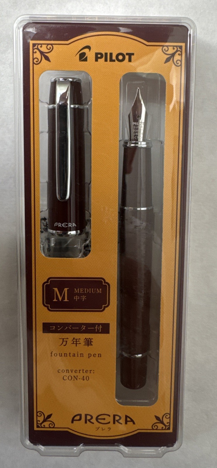 Pilot Prera Fountain Pen Red Brown Medium Nib P-FPR-1-RBN-M w/ CON-40 Converter