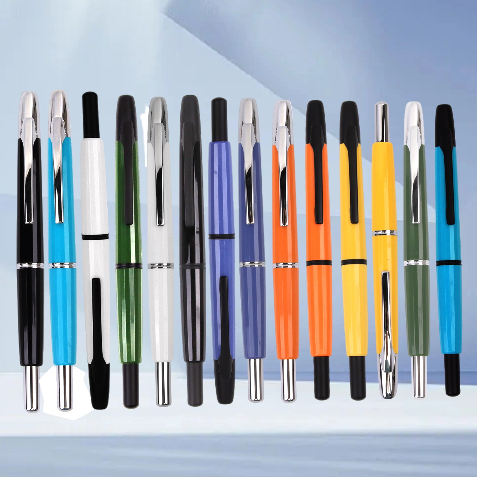 New MAJOHN A2 Press Fountain Pen Retractable EF Nib Resin Writing Office Ink Pen