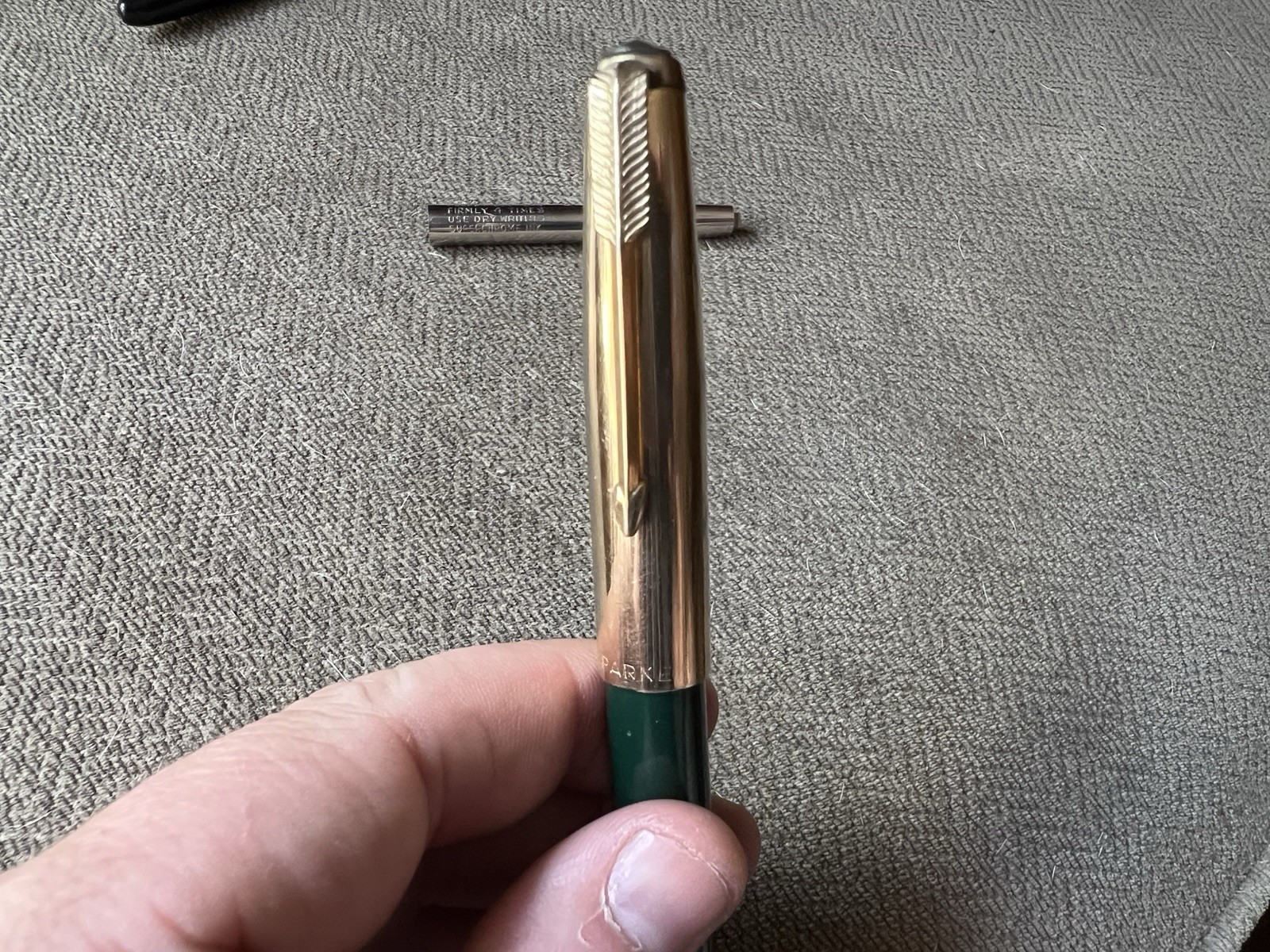 Vintage Parker 51 Aerometric Green Fountain Pen Gold Filled Cap For Restoration