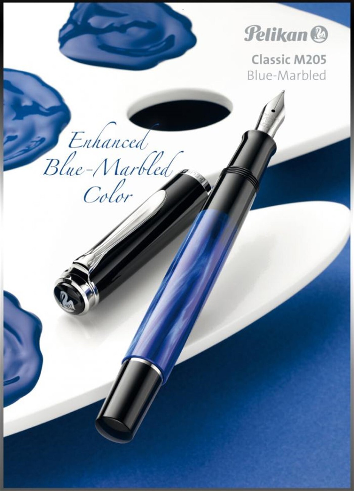 Pelikan Classic M205 Blue Black Marbled Fountain Pen – M Nib medium
