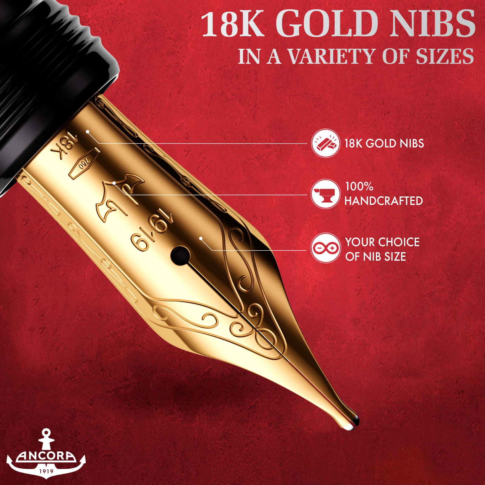 Ancora Circus Fountain Pen Limited Edition 88 Italy Luxury 18k Gold Nib Gift New