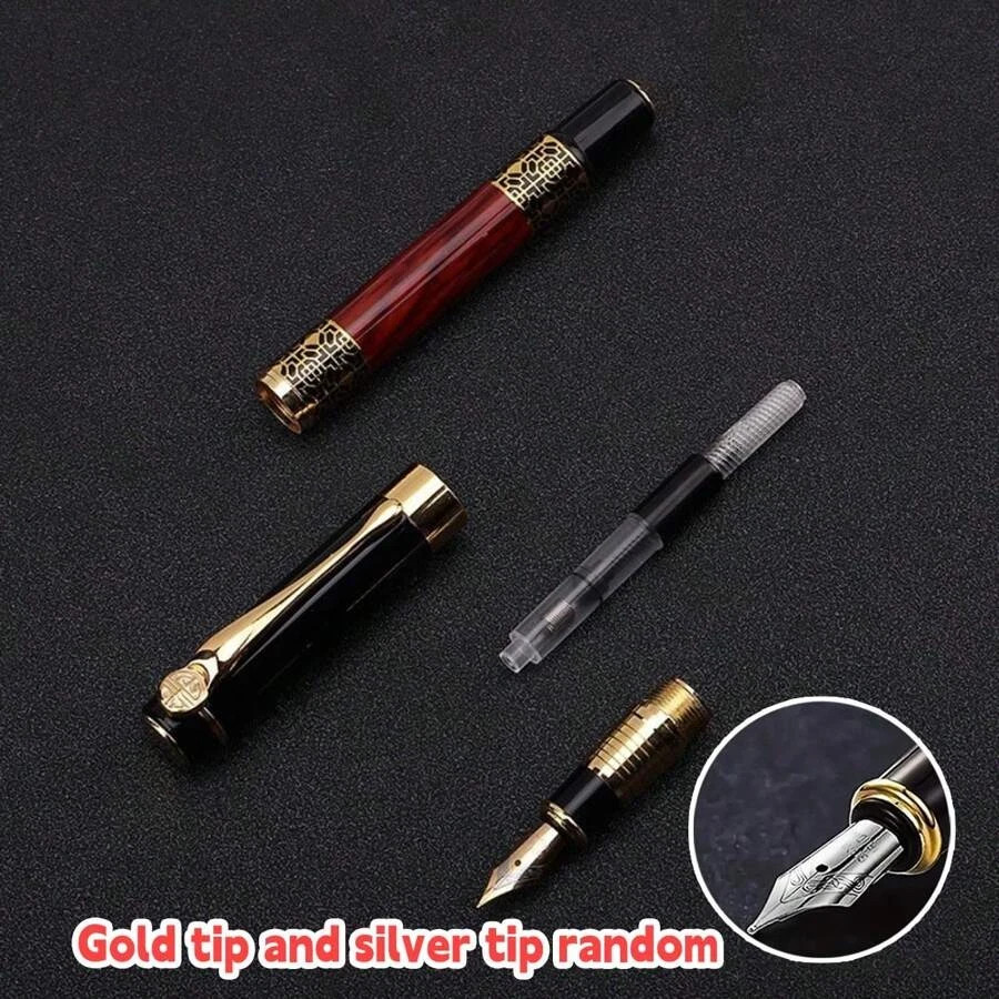 Fine Nib Metal Fountain Pen With 10pc Refillable Ink Cartridges Calligraphy Pen