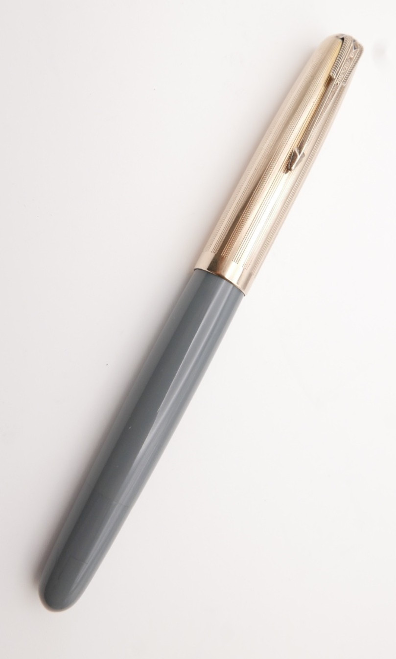 Vintage Parker 51 Blue Diamond Vacumatic Fountain Pen GF Cap 14k Fine Point Nib