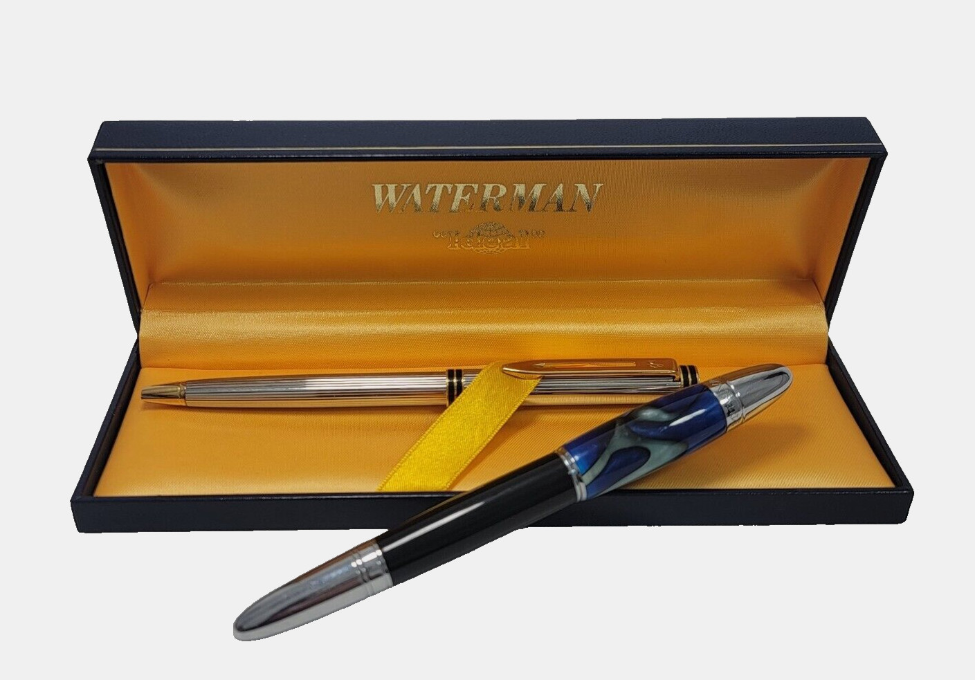 Vintage Waterman Paris France Ideal Silver Gold & Monteverde Ballpoint Pen w Box