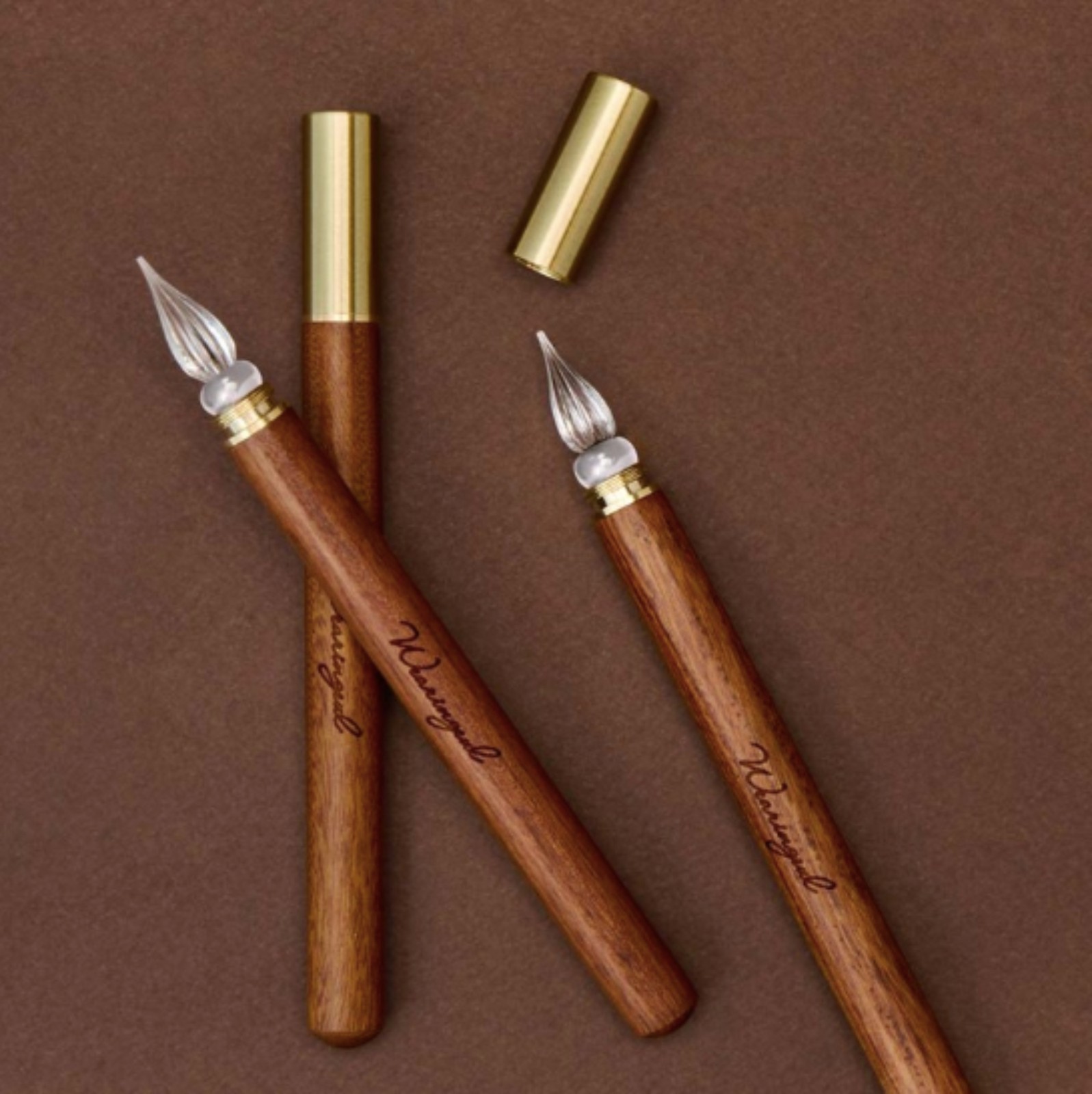 Wearingeul Modular Glass Pen in Transparent Glass Nib with Rosewood Handle NEW