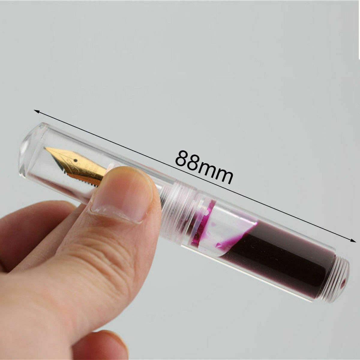 Mini Ink Sac Transparent Fountain Pen Office Writing Gift Iridium Fine Nib 0.5mm