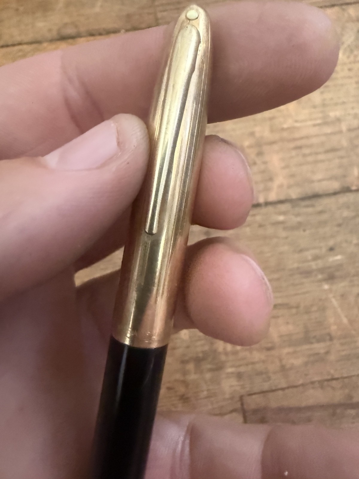 Vintage Sheaffer Crest Snorkel Two-Tone 14k Nib White Dot Black Fountain Pen