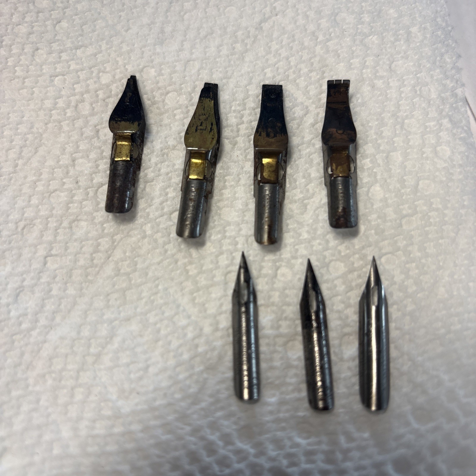 LOT of 7 VINTAGE NIBS FOR FOUNTAIN PENS Used Various Names and Types