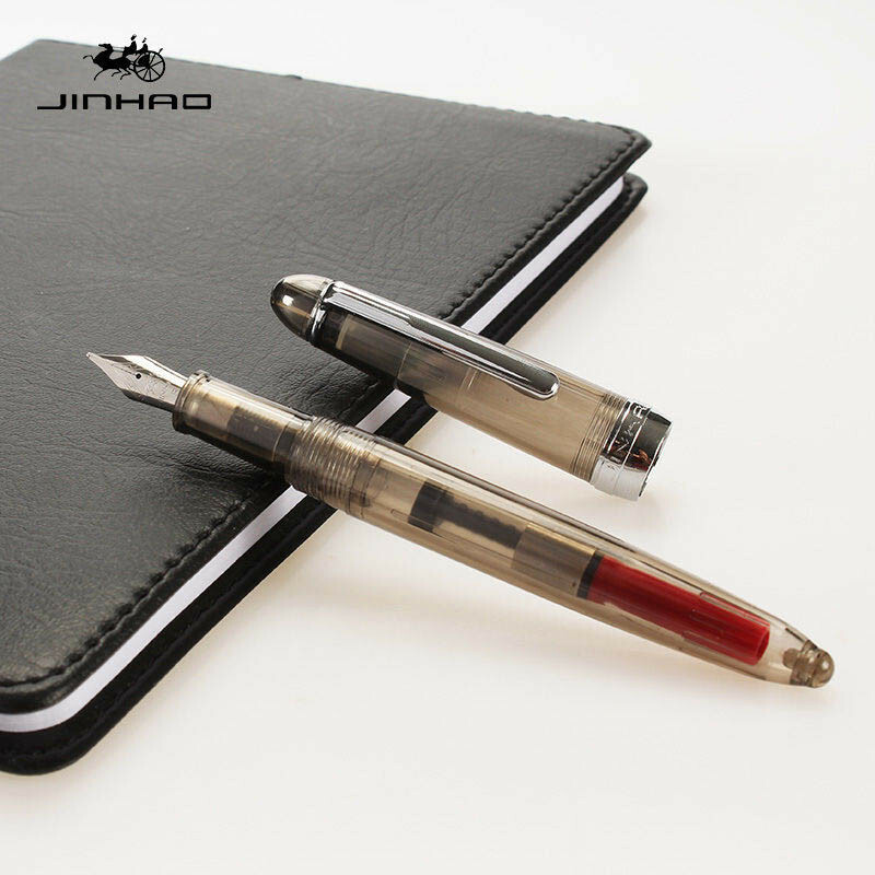 Jinhao 992 Transparent Fountain Pen Screw Cap Fine Nib 0.5mm Converter Writing #