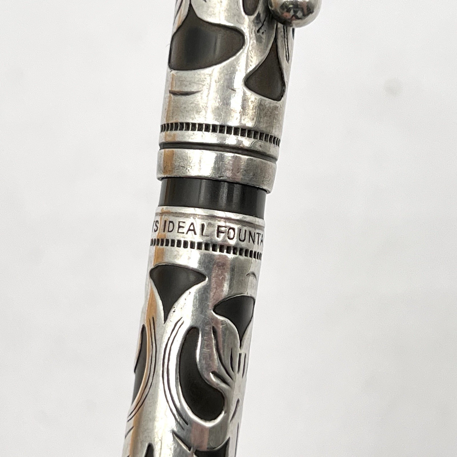 SOLD AS IS Waterman 412 Fountain Pen Trefoil Vine Sterling Overlay Squar G2U