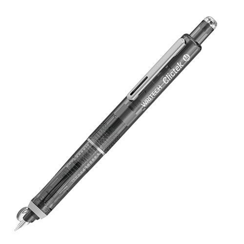 Writech Retractable Fountain Pen Med Nib Black Barrel 5 Ink Cart. Office School