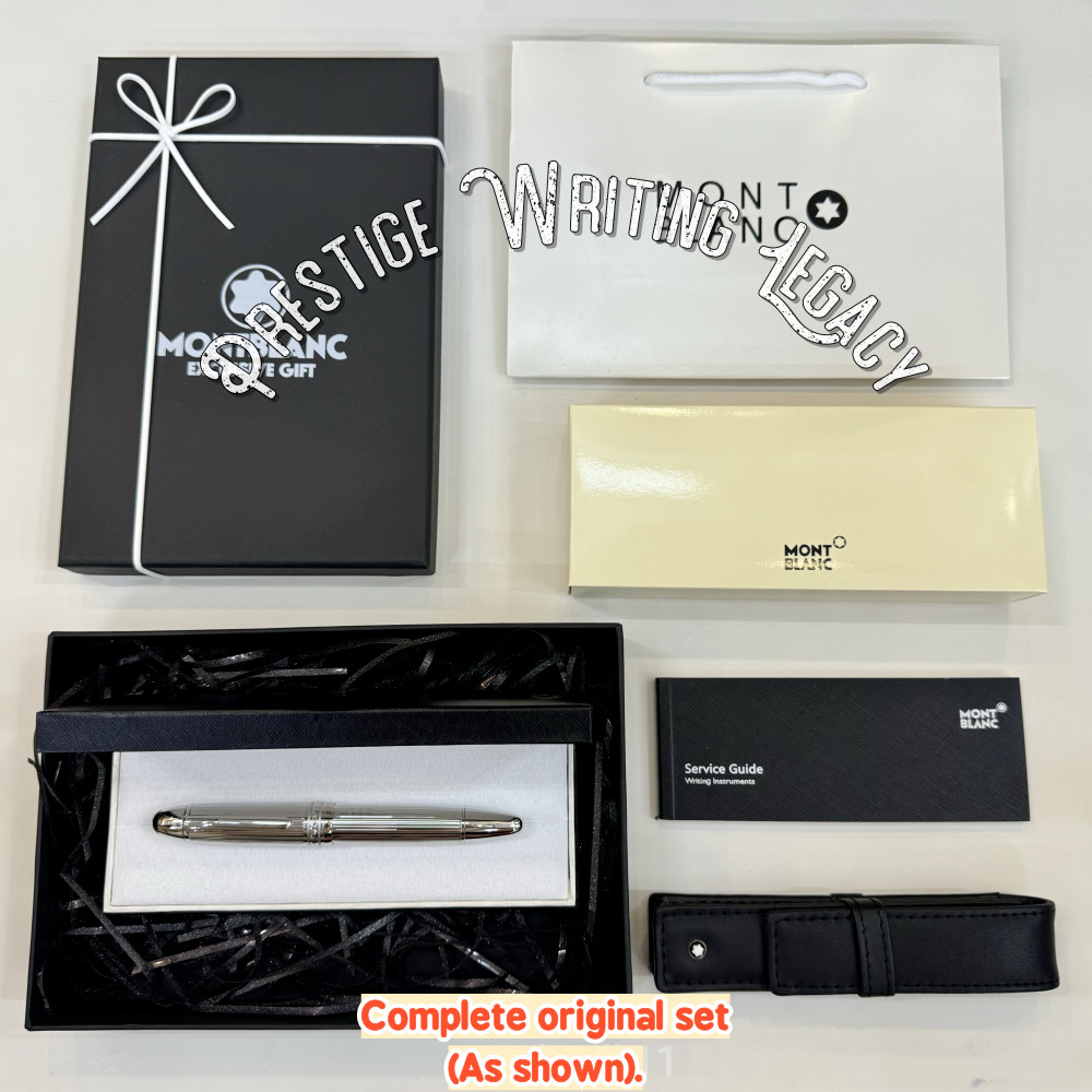 Silver Stripe Solitaire Silver Barley Fountain Pen With Montblanc Gift New W Box