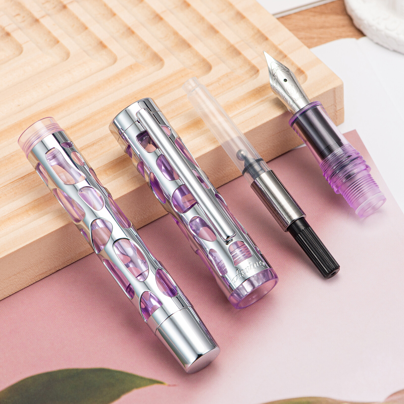 Asvine M169 Acrylic Dropper Fountain Pen with Converter Skeleton Pen EF/F/M Nib