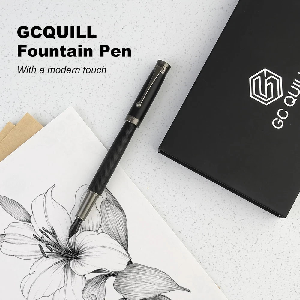 Fountain Pen Set with Fine & Medium Nibs 18 Ink Cartridges Converter Gift Kit