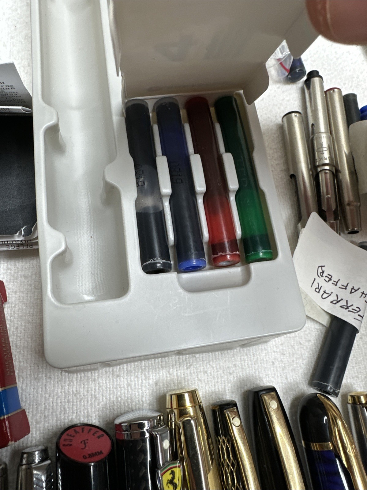 Lot of various Sheaffer Montefiore Lamy Waterman Parker Lifetime pens ink boxes
