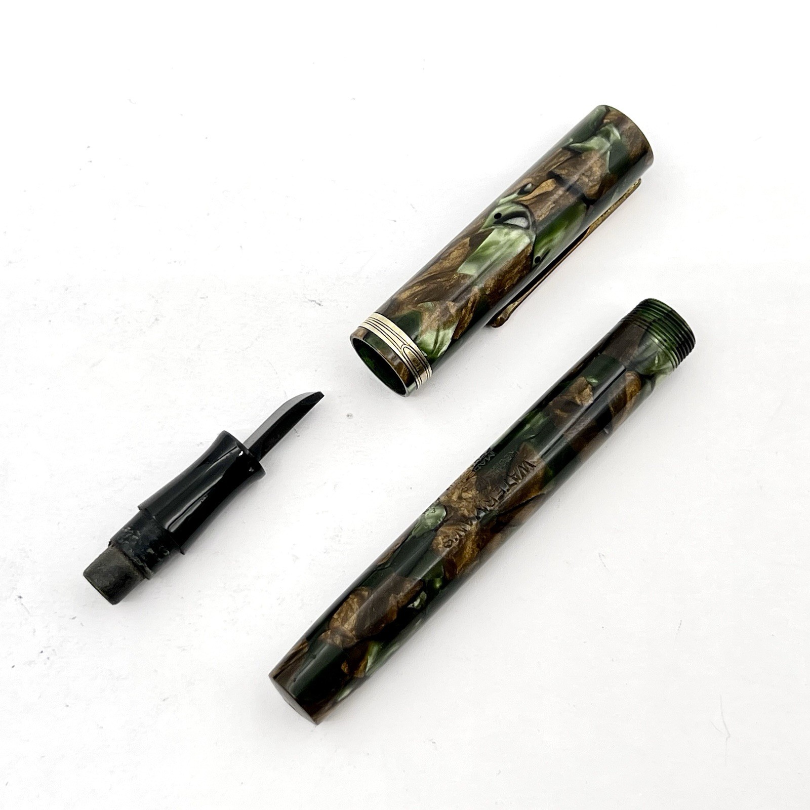 Waterman 94 Moss Agate Fountain Pen w/o Nib – Sold as is!