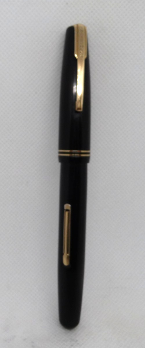 Waterman Vintage Commando Black and Gold Lever Fill Pen–restored-flexible fine