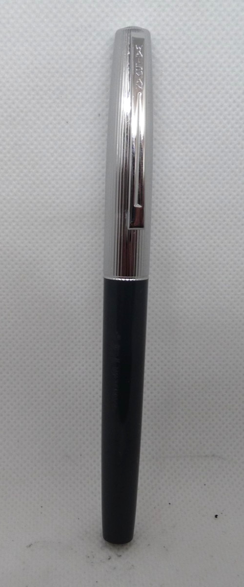 Waterman Flash Cartridge Fill Pen-gray-extra fine point-made in France–Open nib