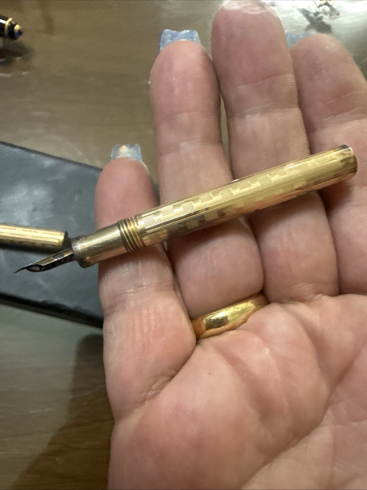 Wahl #0 Ring Top Miniature Fountain Pen (1920s) Gold Filled Greek Key Pat As Is