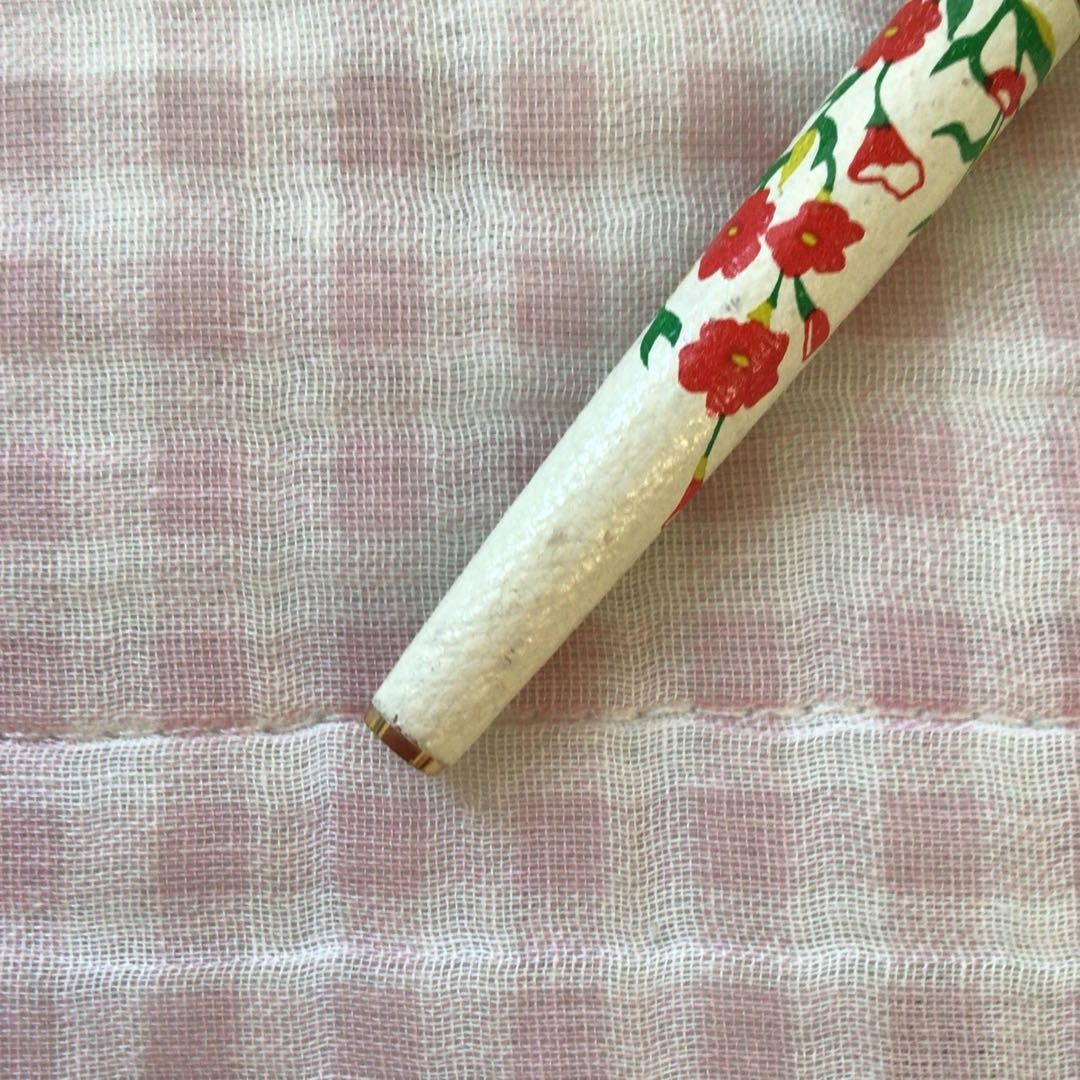 Sailor 18K Gold Nib Fountain Pen Floral Pattern Leather Wrapped Discontinued