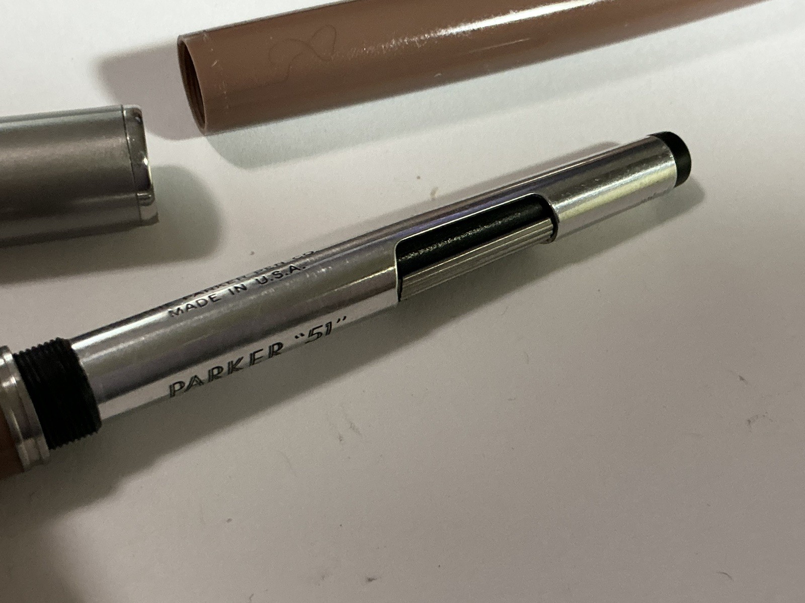Vintage 1948 Parker 51 Demi Cocoa Fountain Pen – 14k Nib – Working Condition