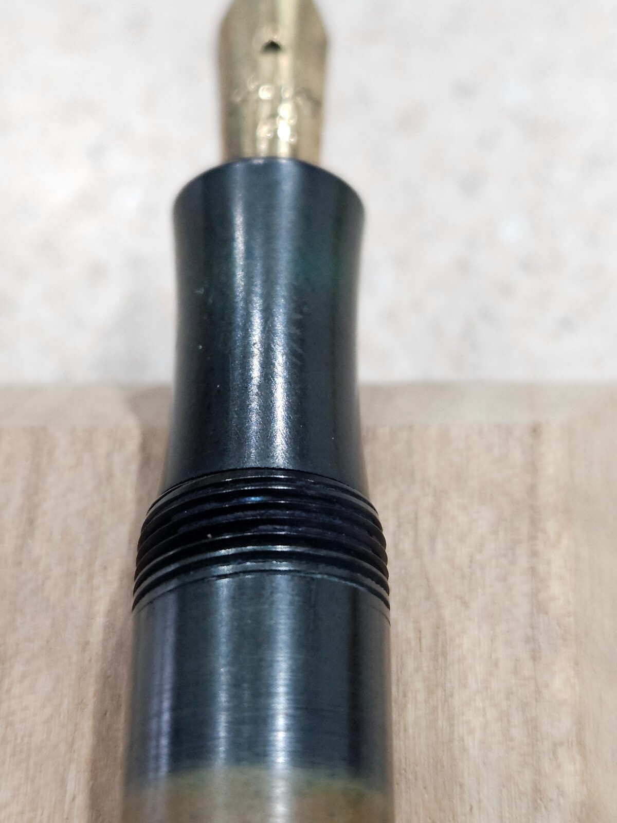 Servo Hard Rubber Lever Fill 14KT 2 NIB Fountain Pen Etched Wave Pattern- RARE