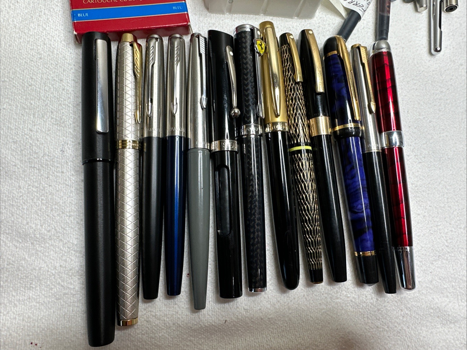 Lot of various Sheaffer Montefiore Lamy Waterman Parker Lifetime pens ink boxes