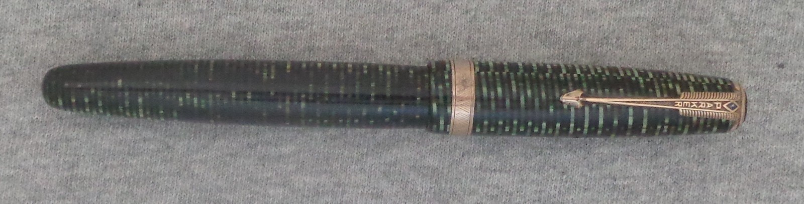 Parker Vacumatic Fountain Pen, Major Short, Blue Diamond, Green