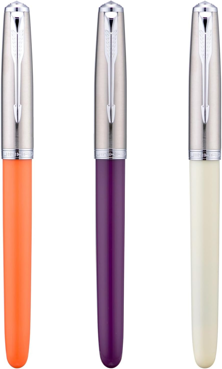 3 Jinhao 86 Fountain Pen Set (Orange, Purple and White Resin) Extra Fine Nib …