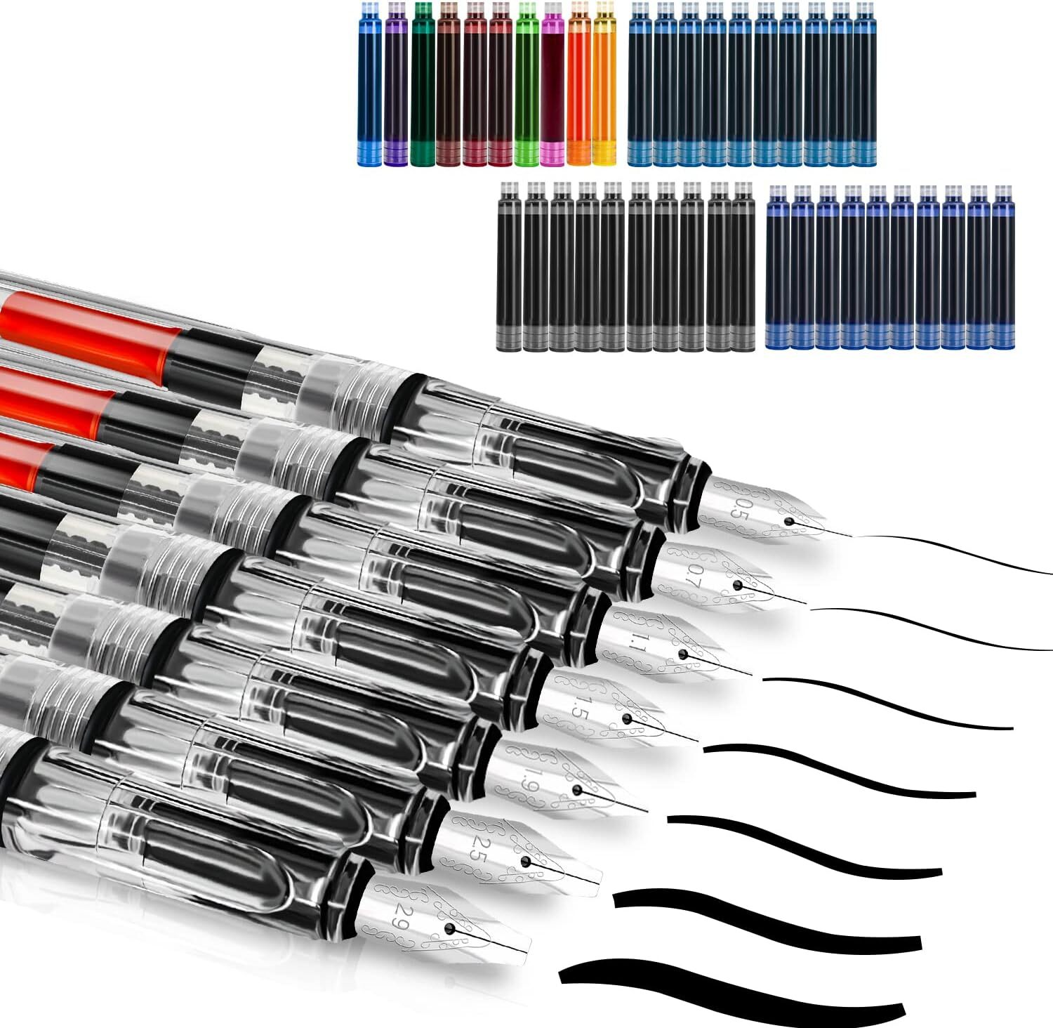 Calligraphy Set, 7 Calligraphy Pens with Different Nibs and 40 Ink Cartridges in