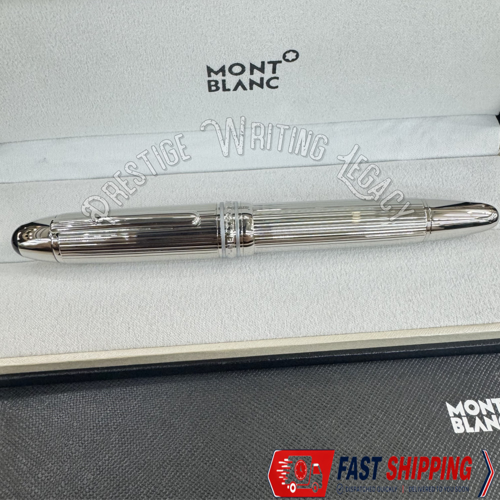 Silver Stripe Solitaire Silver Barley Fountain Pen With Montblanc Gift New W Box