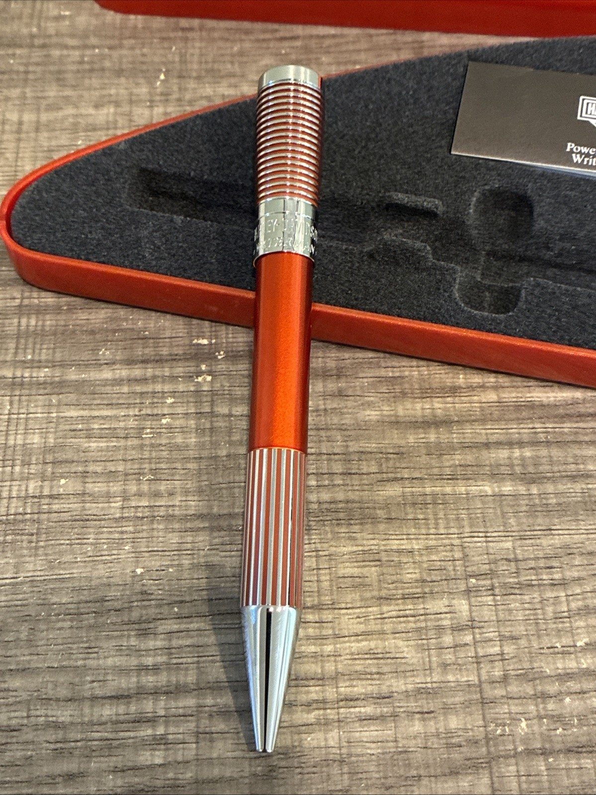 Waterman France Harley Davidson Ballpoint Pen – Orange/Chrome In Gas Tank Box